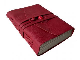 handmade soft leather journal with stone red color